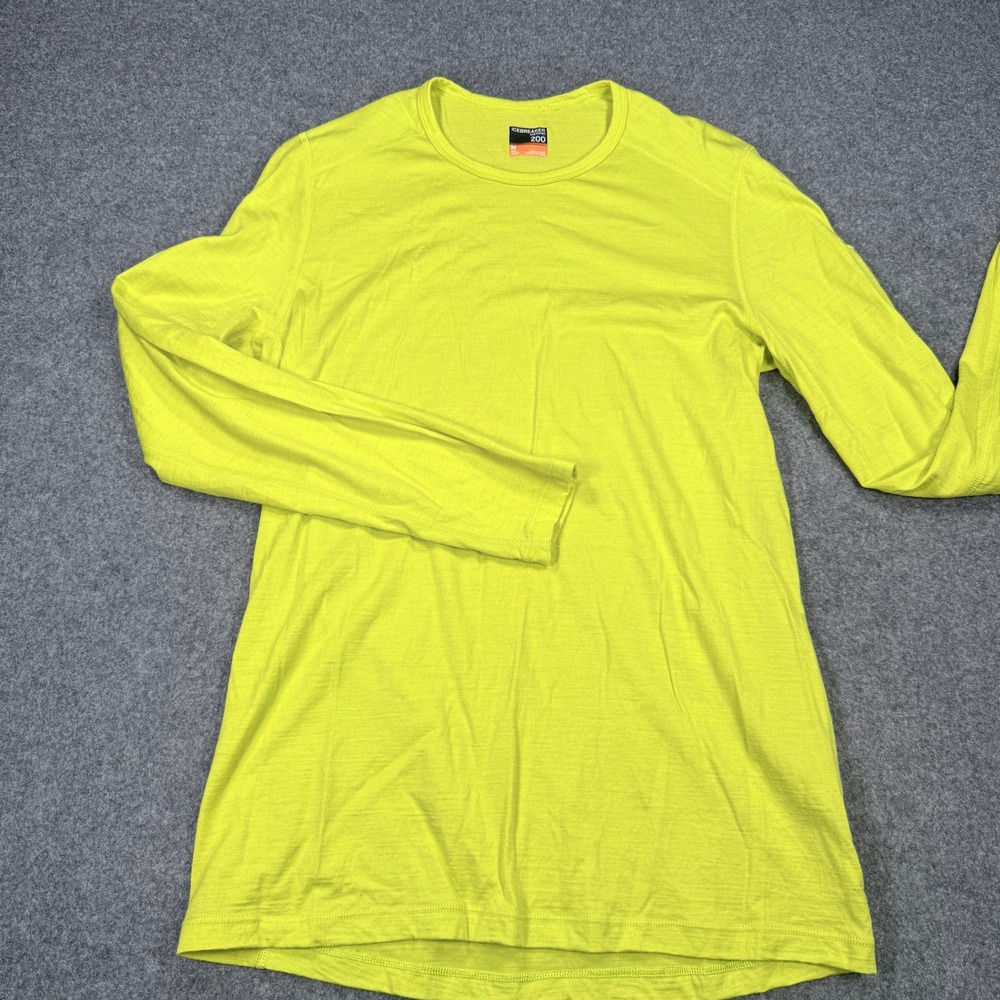 Icebreaker Merino 200 Oasis Long Sleeve Base Layer Mens Medium Lime Green